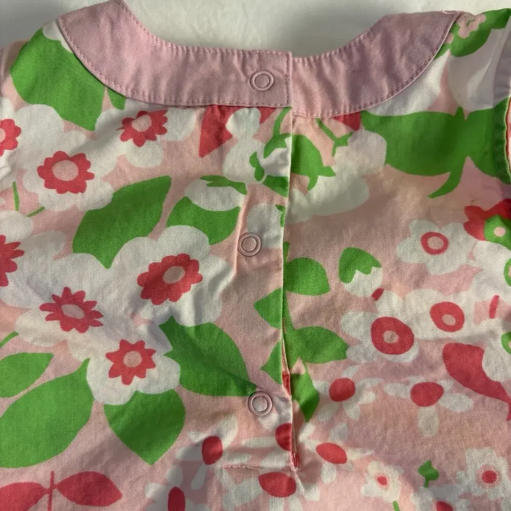 Gymboree Sleeveless Infant Girl’s A-line Dress 12-18Mo Pink Floral Bow Mod Retro